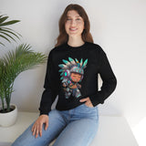 Cyber Aztec Chibi Warrior Neon Style Unisex Sweatshirt