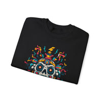 Funny Aztec Skull with Neon Circuits Unisex Sweatshirt