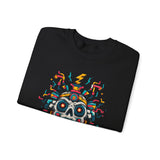 Funny Aztec Skull with Neon Circuits Unisex Sweatshirt