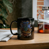 Aztec Turquoise Cactus Desert Landscape Black Mug