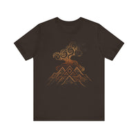 Tribal Volcano with Smoke Spirals Glyph Style Unisex T-Shirt