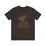 Tribal Volcano with Smoke Spirals Glyph Style Unisex T-Shirt
