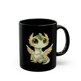 Chibi Quetzalcoatl Feathered Serpent Black Mug