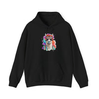 Hippie Llama in Sunglasses Watercolor Style Unisex Hoodie