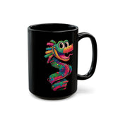 Cartoon Quetzalcoatl Cyber Serpent Black Mug