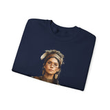 Inca Warrior Woman Watercolor Portrait and Tribal Jewelry Unisex Sweatshirt