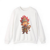 Chibi Maya Warrior and Sacred Monkey Unisex Sweatshirt