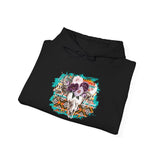 Aztec Floral Cow Skull on Turquoise Pattern Unisex Hoodie