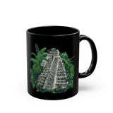 Ancient Mayan Jungle Temple Steps Black Mug