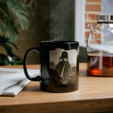 Vintage Tikal Jungle Temple Sepia Print Black Mug