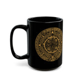 Mayan Calendar Illustration Black Mug