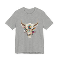 Sacred Floral Cow Skull Mandala Illustration Unisex T-Shirt