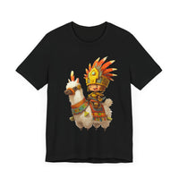 Cute Chibi Inca Warrior and Llama Cartoon Unisex T-Shirt