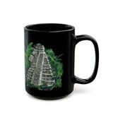 Ancient Mayan Jungle Temple Steps Black Mug