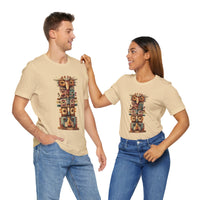 Stacked Tribal Totem Symbols Geometric Faces Unisex T-Shirt