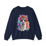 Hippie Llama in Sunglasses Watercolor Style Unisex Sweatshirt