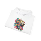 Comic Style Jaguar Mask with Rainbow Feathers Unisex Hoodie