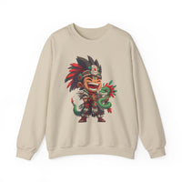 Chibi Aztec Warrior with Baby Quetzalcoatl Serpent Unisex Sweatshirt