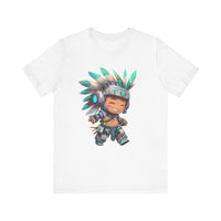 Cyber Aztec Chibi Warrior Neon Style Unisex T-Shirt