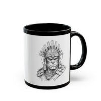 Inca Warrior Hand Drawn Tribal Portrait Black Mug
