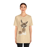 Cute Alpaca With Glasses Watercolor Illustration Unisex T-Shirt