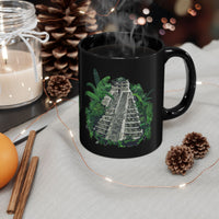 Ancient Mayan Jungle Temple Steps Black Mug