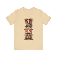 Stacked Tribal Totem Symbols Geometric Faces Unisex T-Shirt