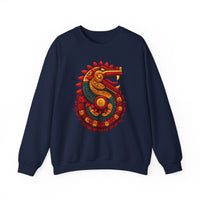 Quetzalcoatl Feathered Sun Serpent Glyph Style Unisex Sweatshirt