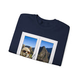 Funny Llama at the Window with Machu Picchu View Unisex Sweatshirt