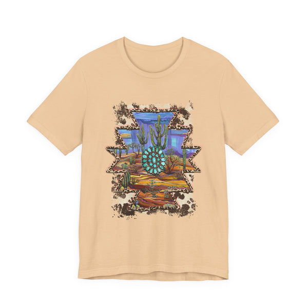 Aztec Turquoise Cactus Desert Landscape Unisex T-Shirt