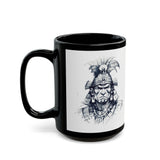 Fierce Inca Warrior Ink Illustration Black Mug