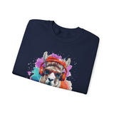 Hippie Llama in Sunglasses Watercolor Style Unisex Sweatshirt