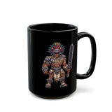Obsidian Blade Fighter Pixel Art Black Mug