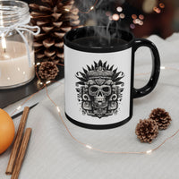 Ah Puch Death God Petroglyph Skull Black Mug