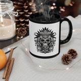 Ah Puch Death God Petroglyph Skull Black Mug