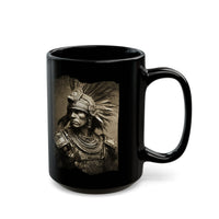 Vintage Inca Warrior Sepia Portrait Black Mug