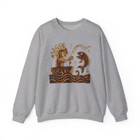 Pre-Hispanic Fisherman with Symbolic Fish Glyph Style Unisex Sweatshirt