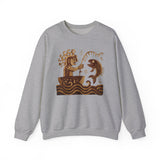 Pre-Hispanic Fisherman with Symbolic Fish Glyph Style Unisex Sweatshirt