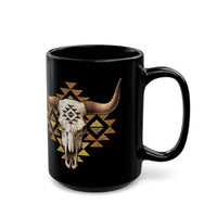 Tribal Bull Skull Earth Symbol Illustration Black Mug