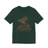 Tribal Volcano with Smoke Spirals Glyph Style Unisex T-Shirt