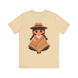 Cartoon Girl in Traditional Poncho Peru Unisex T-Shirt