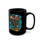 Wild Desert Bloom Cactus Illustration Black Mug