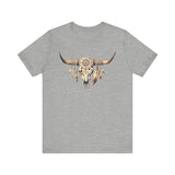 Boho Aztec Feathered Bull Skull Illustration Unisex T-Shirt