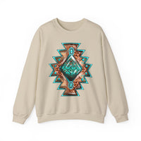 Turquoise Western Aztec Gem Illustration Unisex Sweatshirt