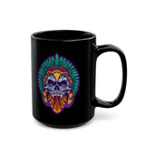 Aztec Indian Death Skull Tattoo Style Black Mug