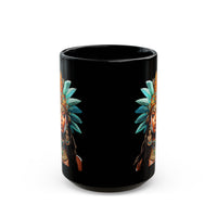 Aztec Royal Warrior Queen Portrait Illustration Black Mug