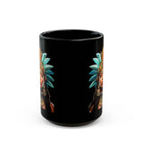 Aztec Royal Warrior Queen Portrait Illustration Black Mug