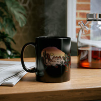 Aztec Buffalo Desert Sunset Silhouette Black Mug