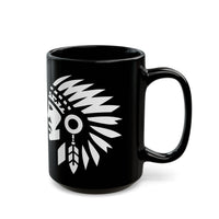 Tribal Warrior Headdress Emblem Illustration Black Mug