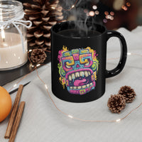 Graffiti Mayan Skull Cartoon Style Black Mug